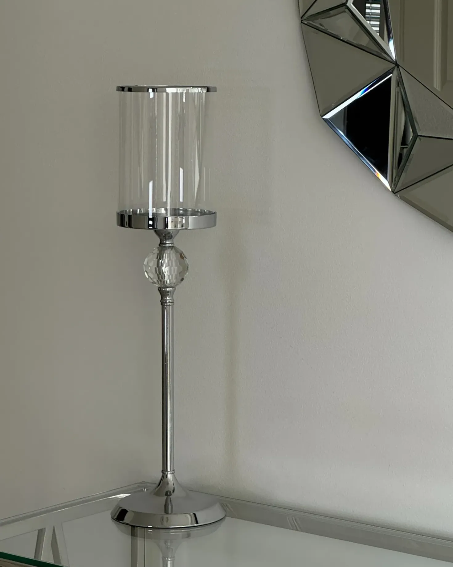 Portacandele COTUI Vetro 58 cm Argento
