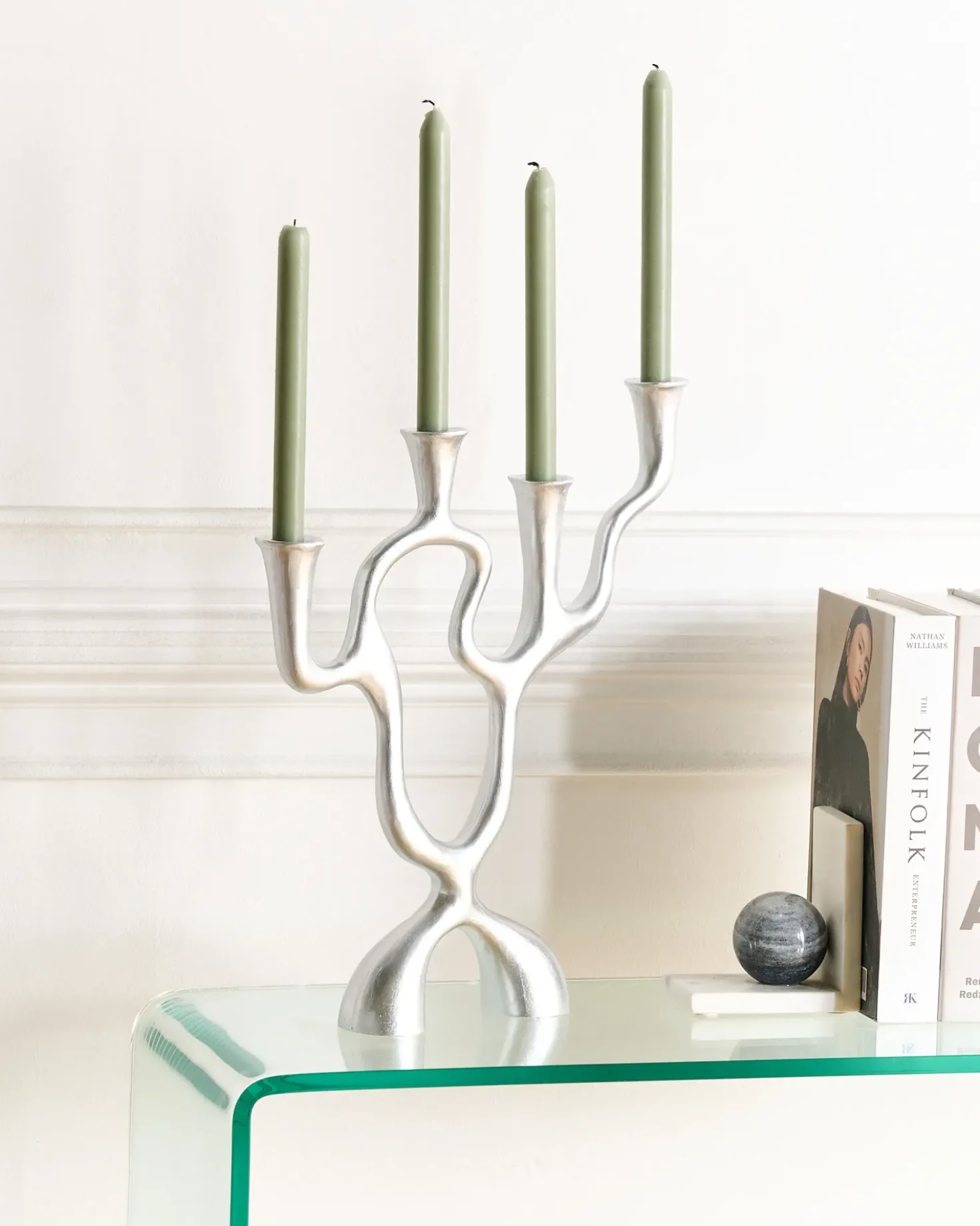 Portacandele FAMOES Metallo 41 cm Argento
