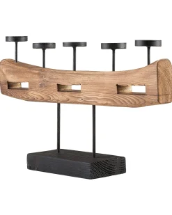 Portacandele GUATEMALA Legno di pino 36 cm Marrone