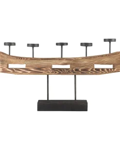 Portacandele GUATEMALA Legno di pino 36 cm Marrone