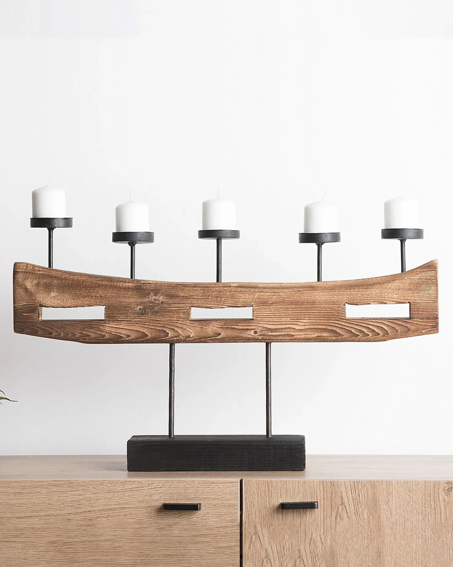 Portacandele GUATEMALA Legno di pino 36 cm Marrone