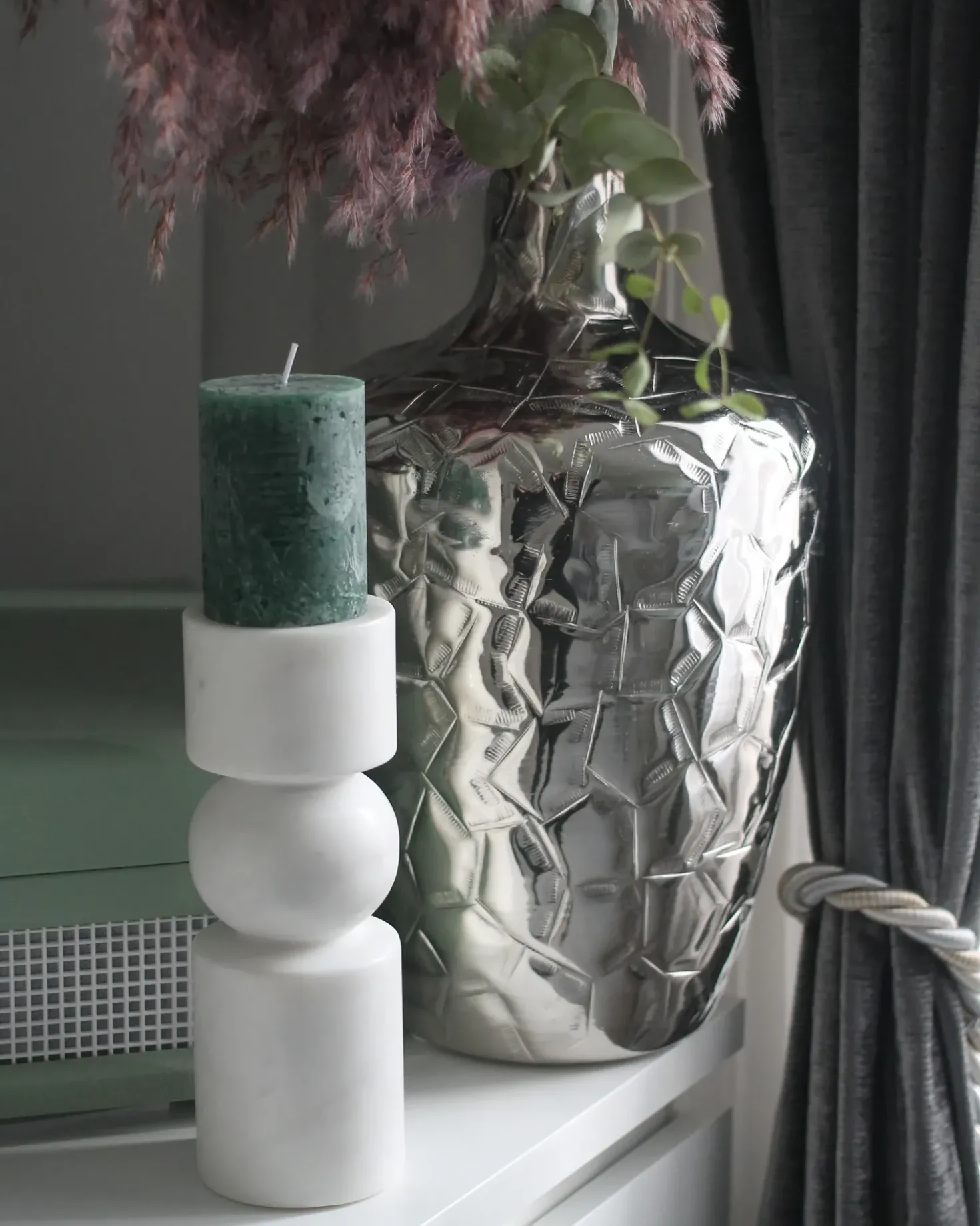 Portacandele IOANNINA Pietra 20 cm Bianco
