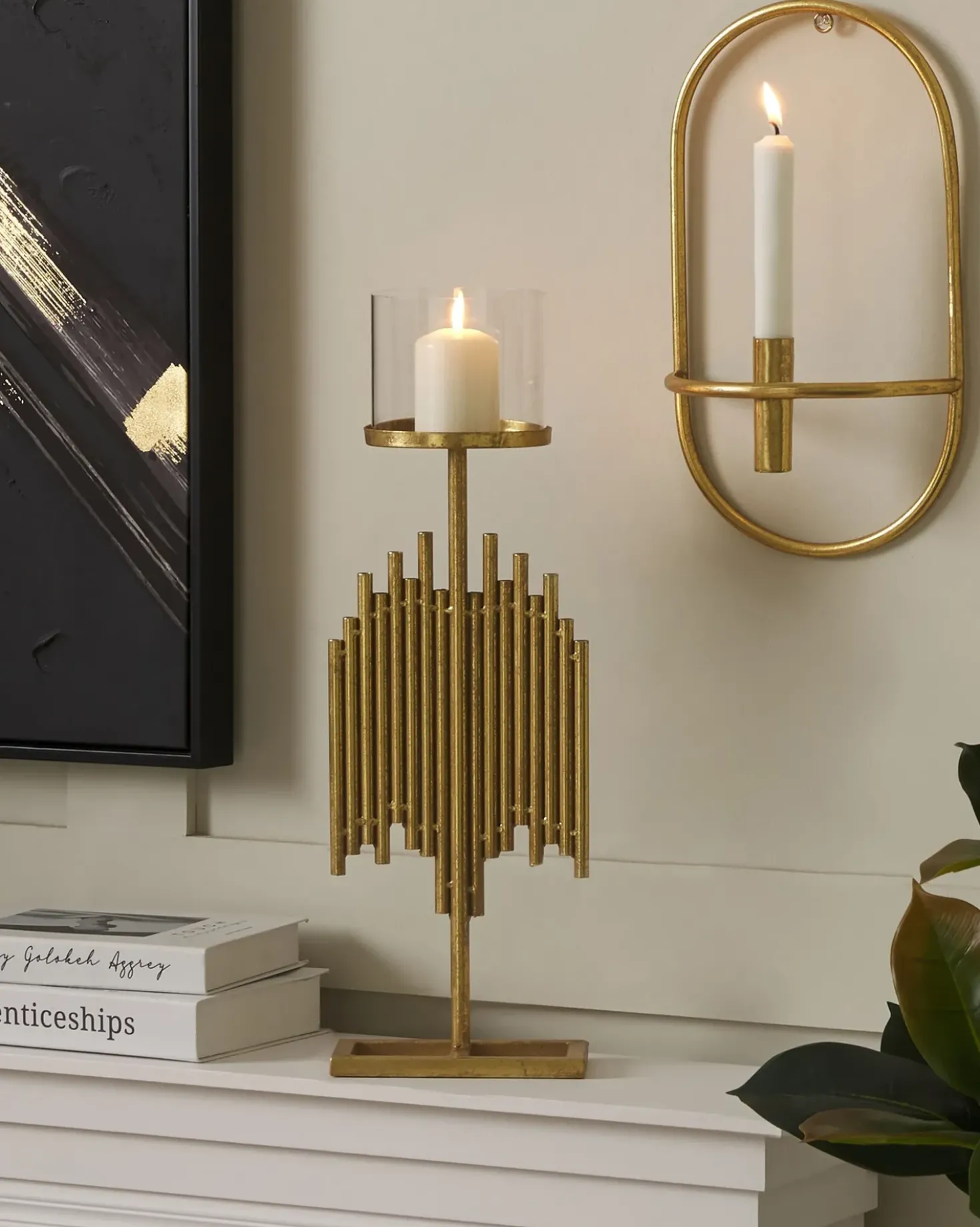 Portacandele NIAS Metallo 53 cm Oro