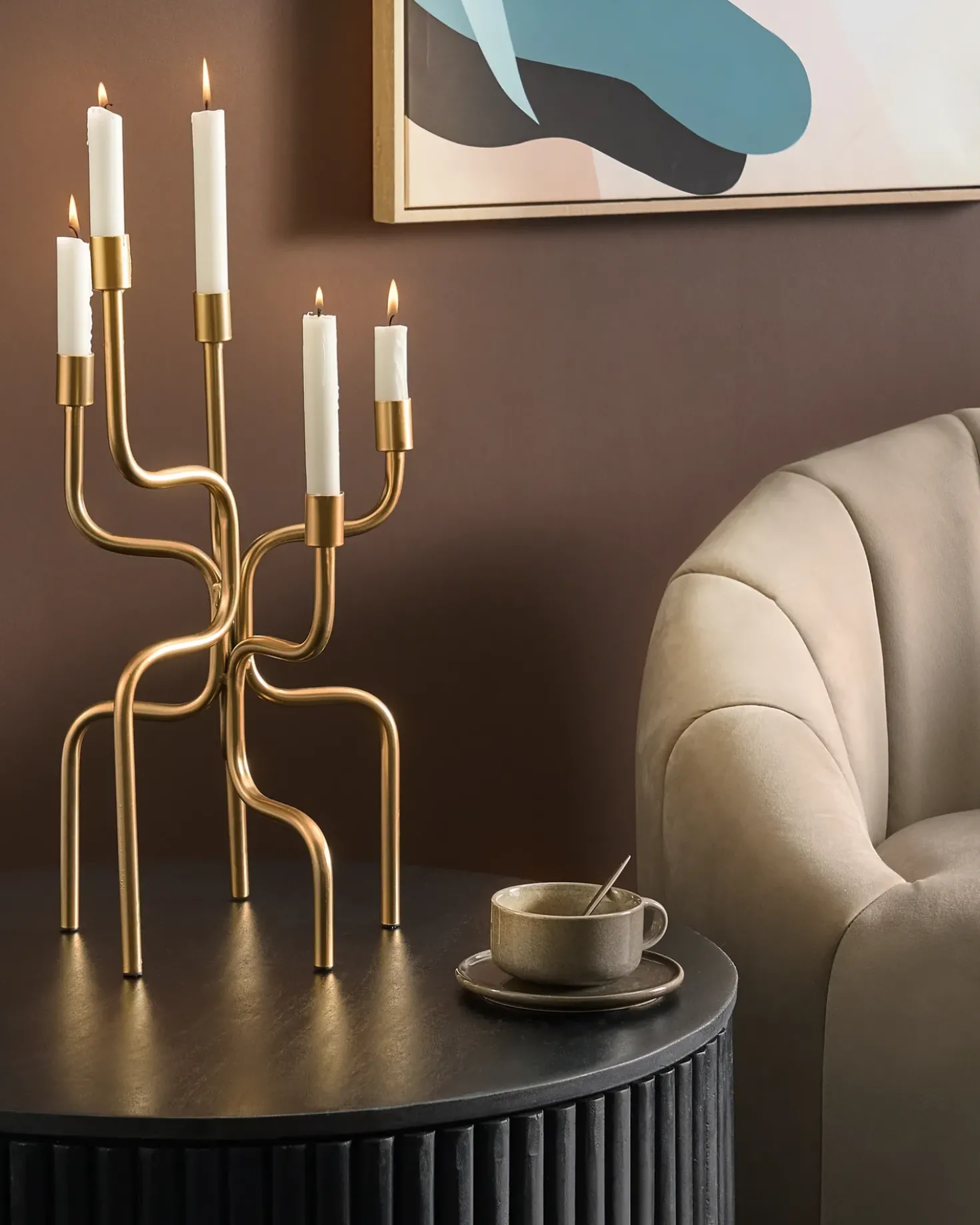 Portacandele PORRTELA Metallo 50 cm Oro