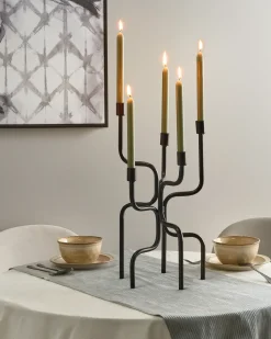 Portacandele PORRTELA Metallo 50 cm Nero