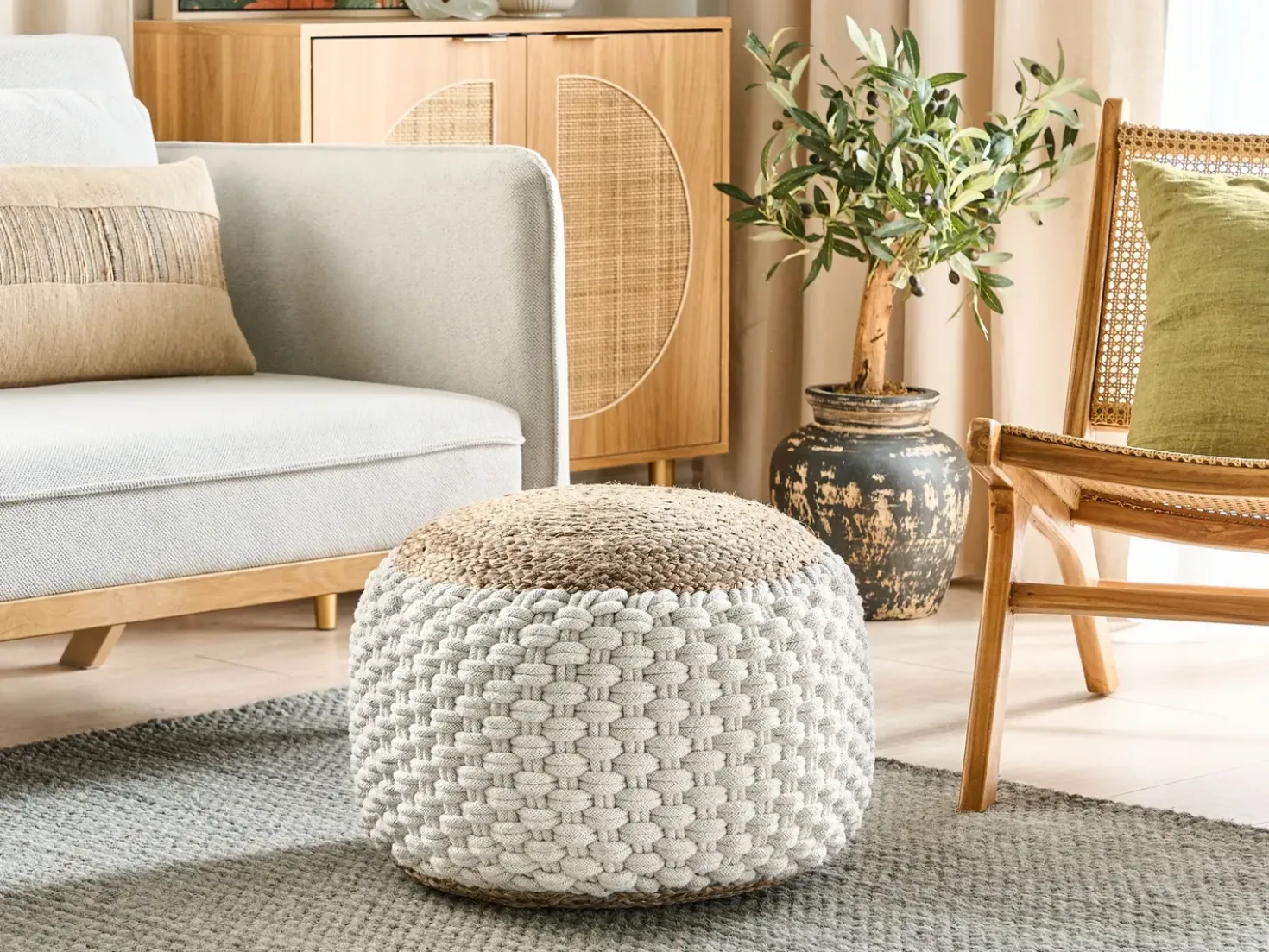 Pouf AIZA Cotone Bianco