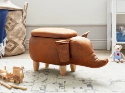 Pouf animaletto contenitore ELEPHANT Pelle sintetica Marrone scuro Elefante