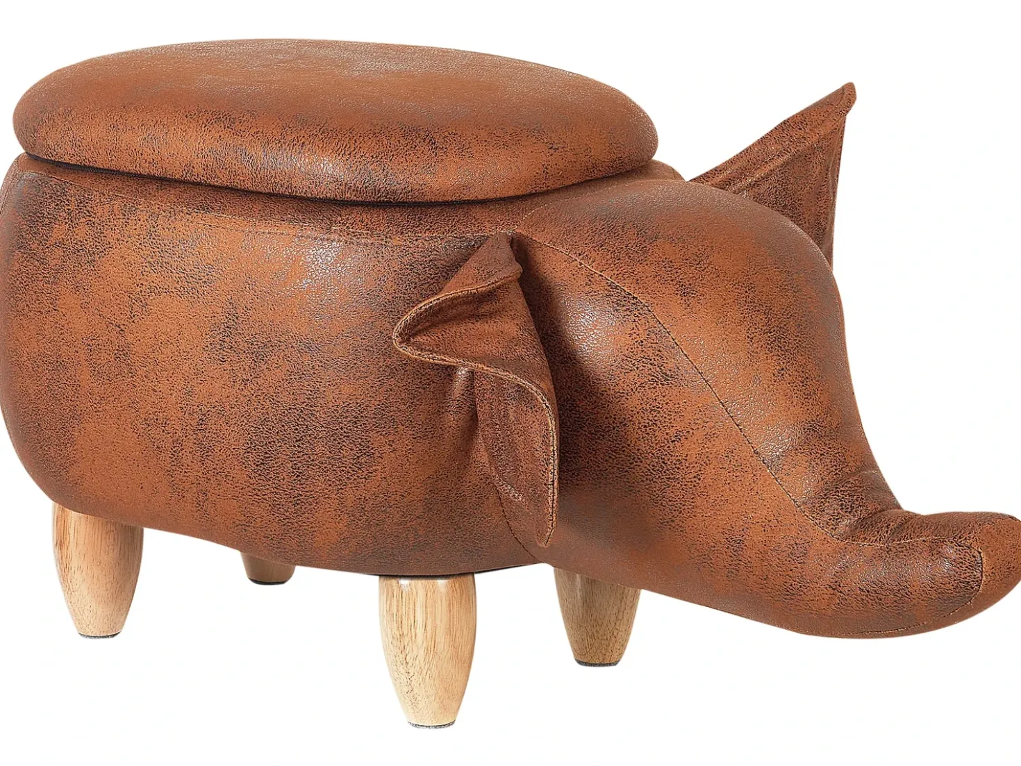 Pouf animaletto contenitore ELEPHANT Pelle sintetica Marrone scuro Elefante