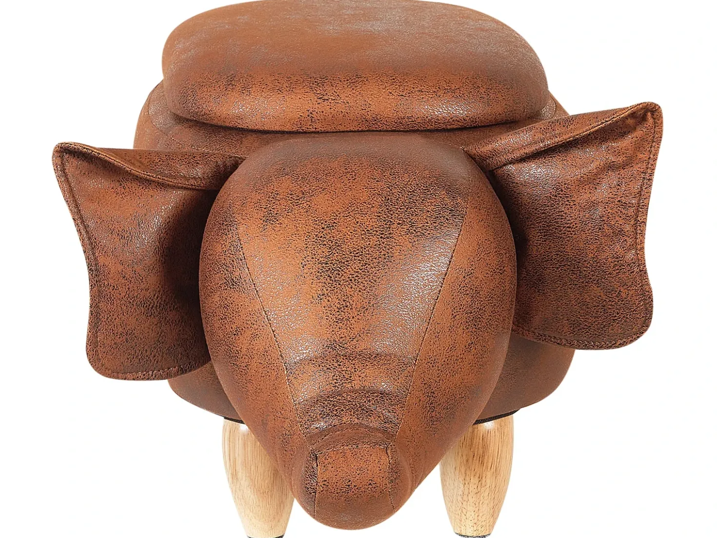 Pouf animaletto contenitore ELEPHANT Pelle sintetica Marrone scuro Elefante