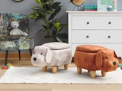 Pouf animaletto contenitore DOGGY Velluto Beige Cane