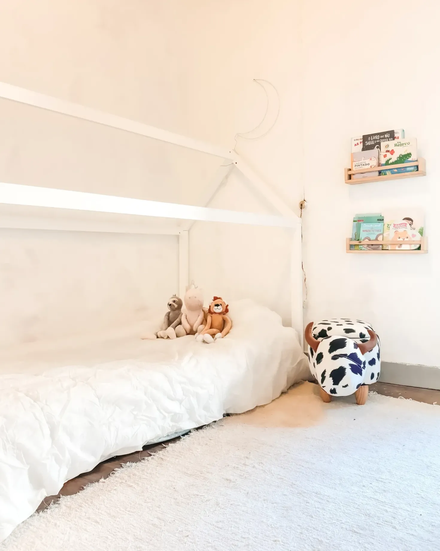 Pouf animaletto contenitore COW Tessuto Bianco Mucca