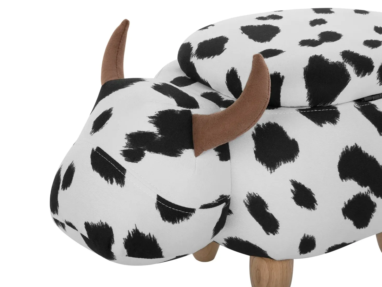 Pouf animaletto contenitore COW Tessuto Bianco Mucca