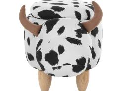 Pouf animaletto contenitore COW Tessuto Bianco Mucca