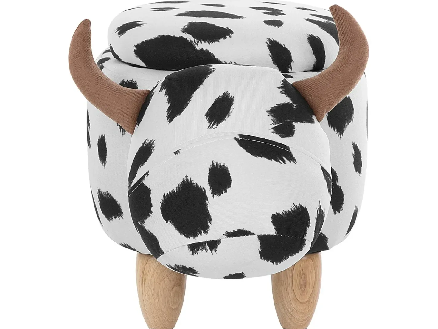 Pouf animaletto contenitore COW Tessuto Bianco Mucca