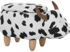 Pouf animaletto contenitore COW Tessuto Bianco Mucca