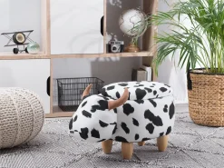 Pouf animaletto contenitore COW Tessuto Bianco Mucca