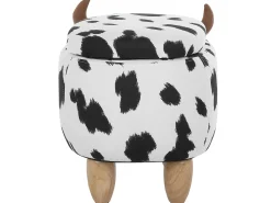 Pouf animaletto contenitore COW Tessuto Bianco Mucca