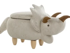 Pouf animaletto contenitore TRICERATOPS Tessuto Grigio chiaro Dinosauro