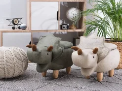 Pouf animaletto contenitore TRICERATOPS Tessuto Grigio chiaro Dinosauro