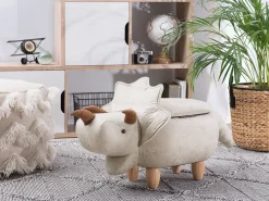 Pouf animaletto contenitore TRICERATOPS Tessuto Grigio chiaro Dinosauro
