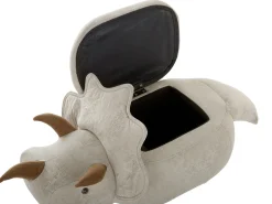 Pouf animaletto contenitore TRICERATOPS Tessuto Grigio chiaro Dinosauro