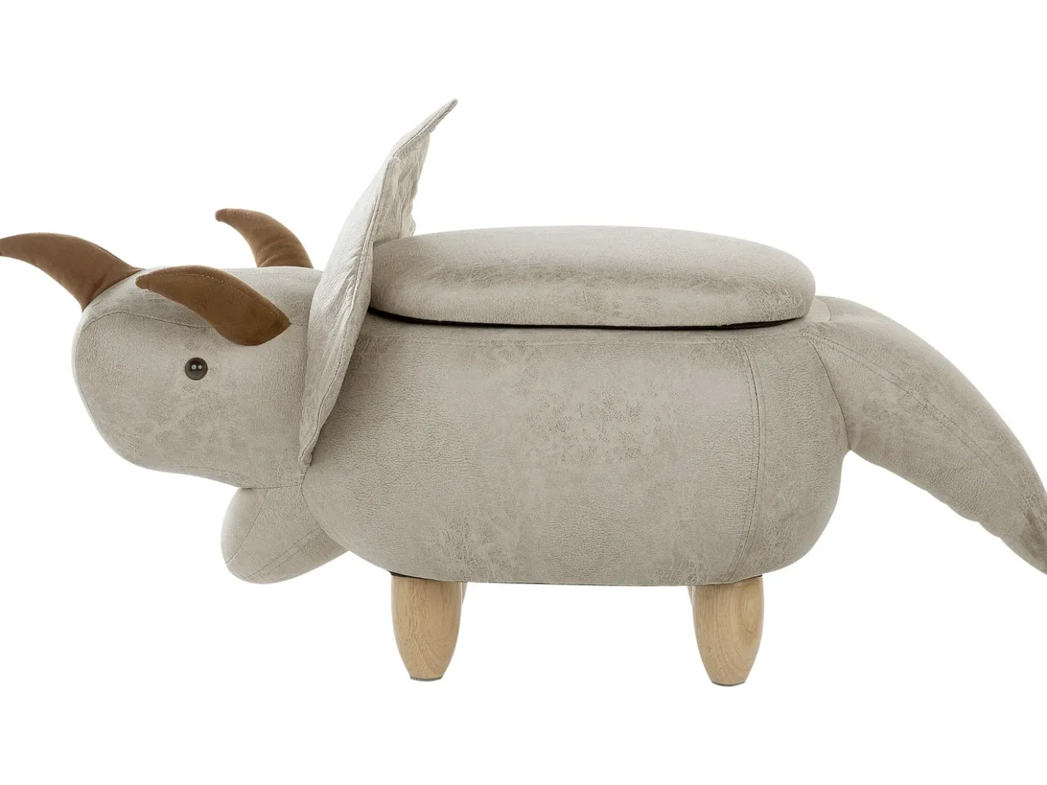 Pouf animaletto contenitore TRICERATOPS Tessuto Grigio chiaro Dinosauro
