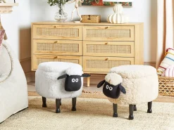 Pouf animaletto contenitore SHEEP Tessuto Bianco Pecora