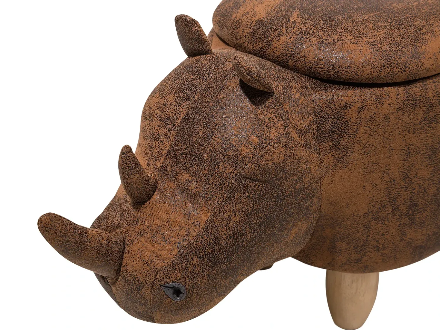 Pouf animaletto contenitore RHINO Pelle sintetica Marrone chiaro Rinocerone