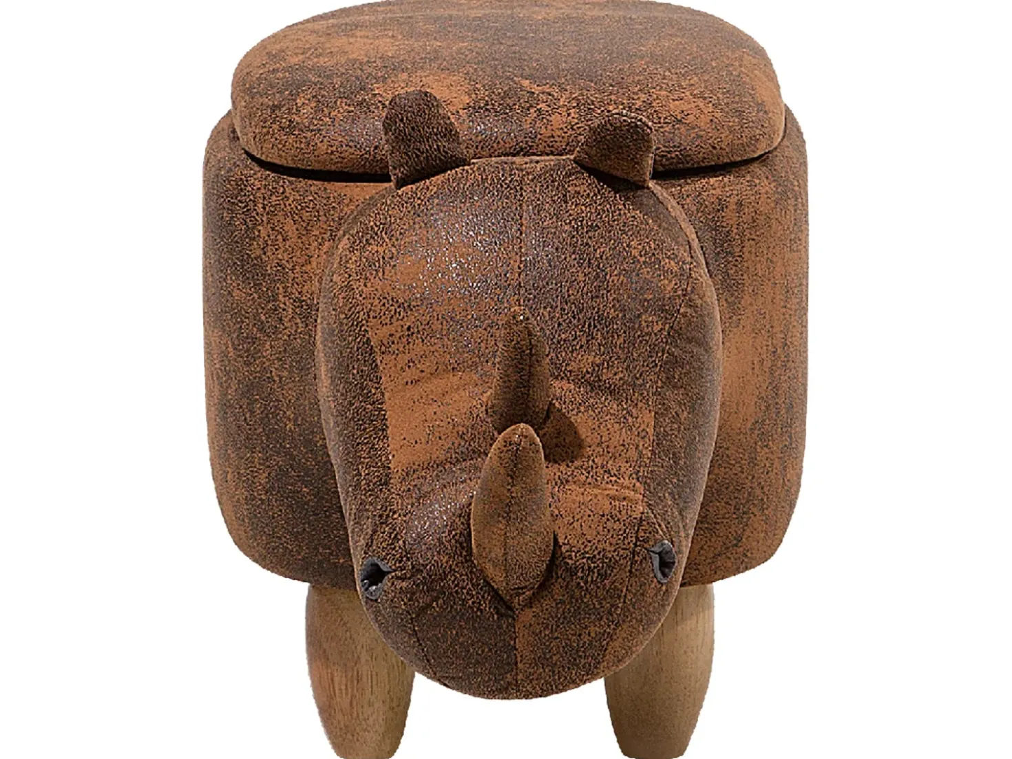 Pouf animaletto contenitore RHINO Pelle sintetica Marrone chiaro Rinocerone