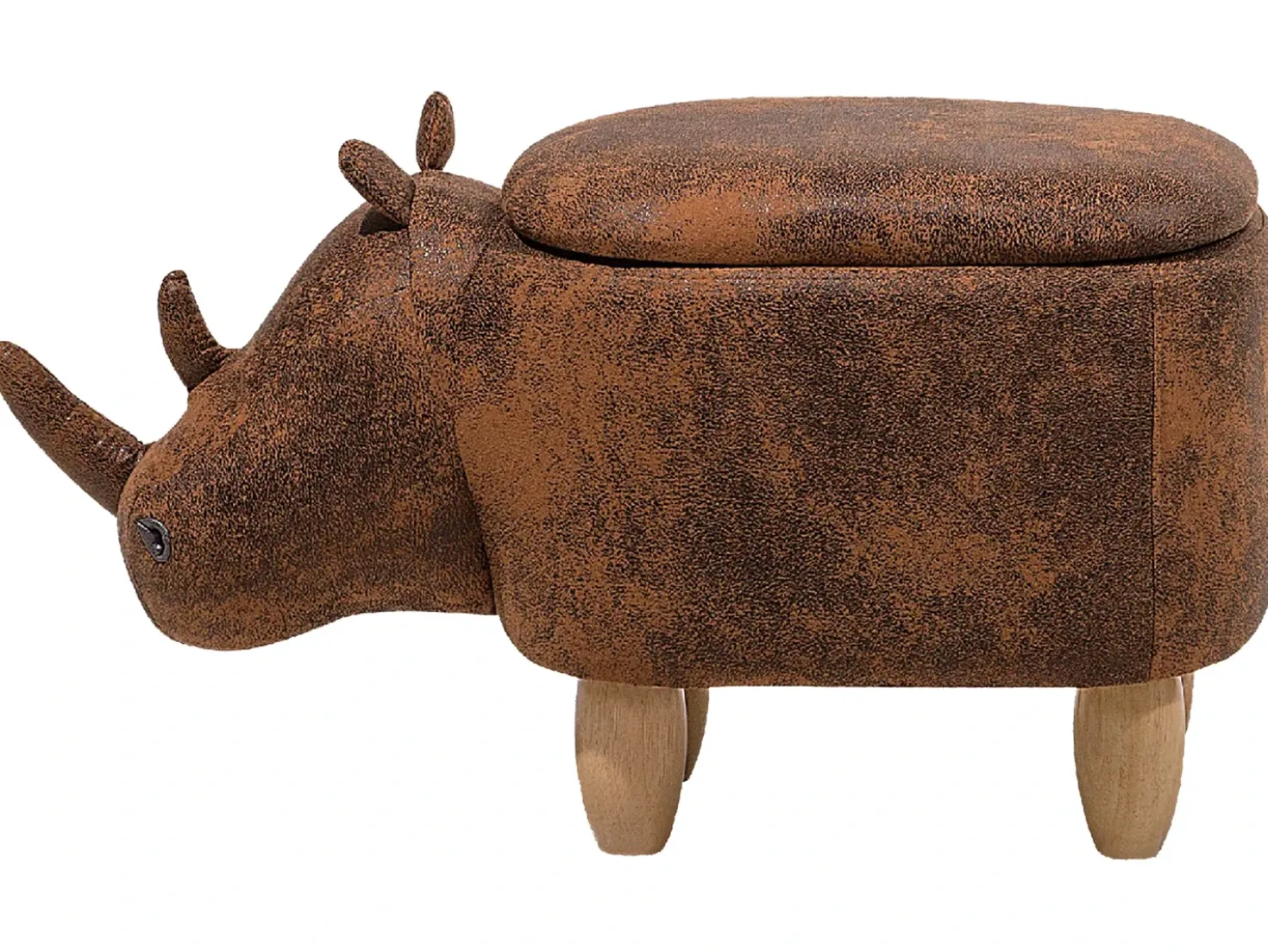Pouf animaletto contenitore RHINO Pelle sintetica Marrone chiaro Rinocerone