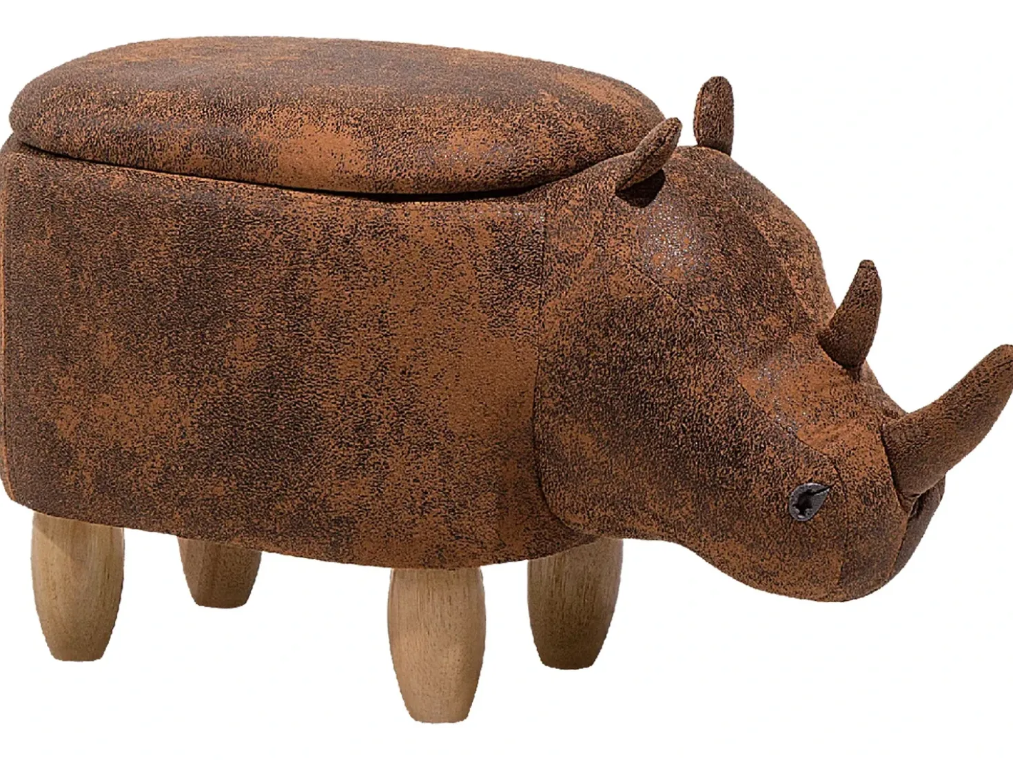 Pouf animaletto contenitore RHINO Pelle sintetica Marrone chiaro Rinocerone