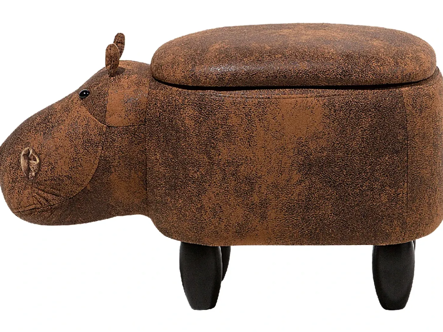 Pouf animaletto contenitore HIPPO Pelle sintetica Marrone Ippopotamo