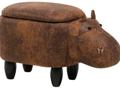 Pouf animaletto contenitore HIPPO Pelle sintetica Marrone Ippopotamo