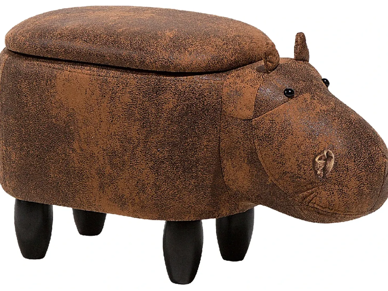 Pouf animaletto contenitore HIPPO Pelle sintetica Marrone Ippopotamo