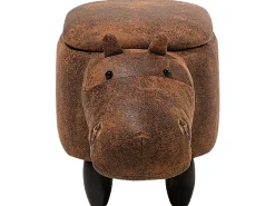 Pouf animaletto contenitore HIPPO Pelle sintetica Marrone Ippopotamo