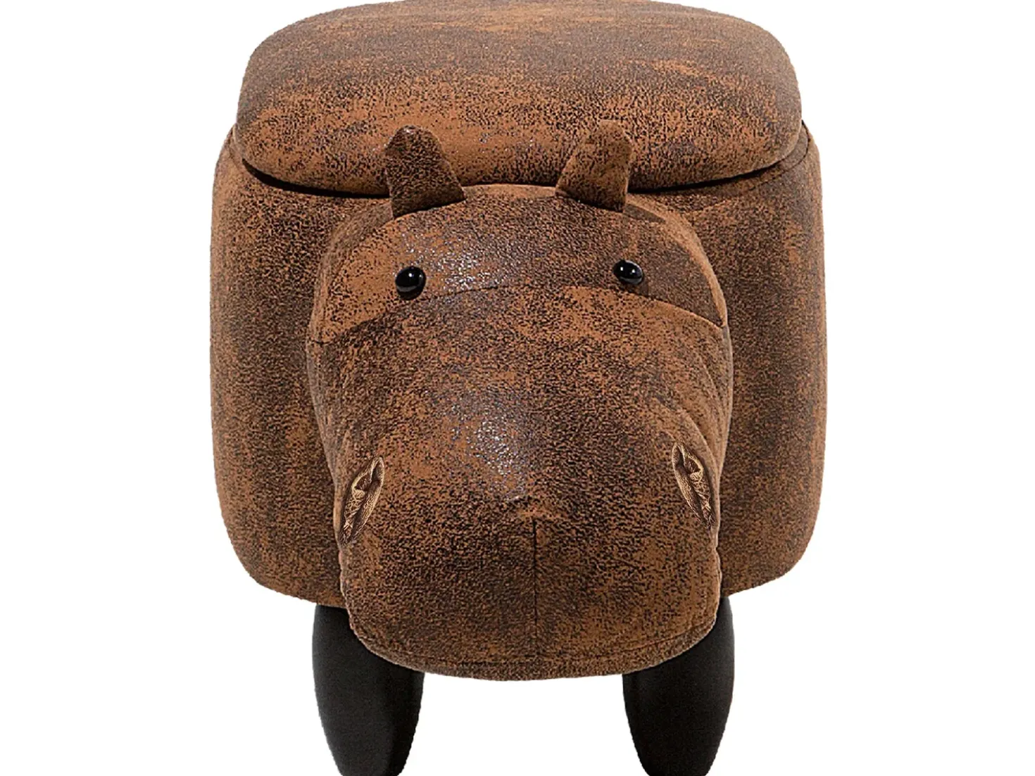 Pouf animaletto contenitore HIPPO Pelle sintetica Marrone Ippopotamo