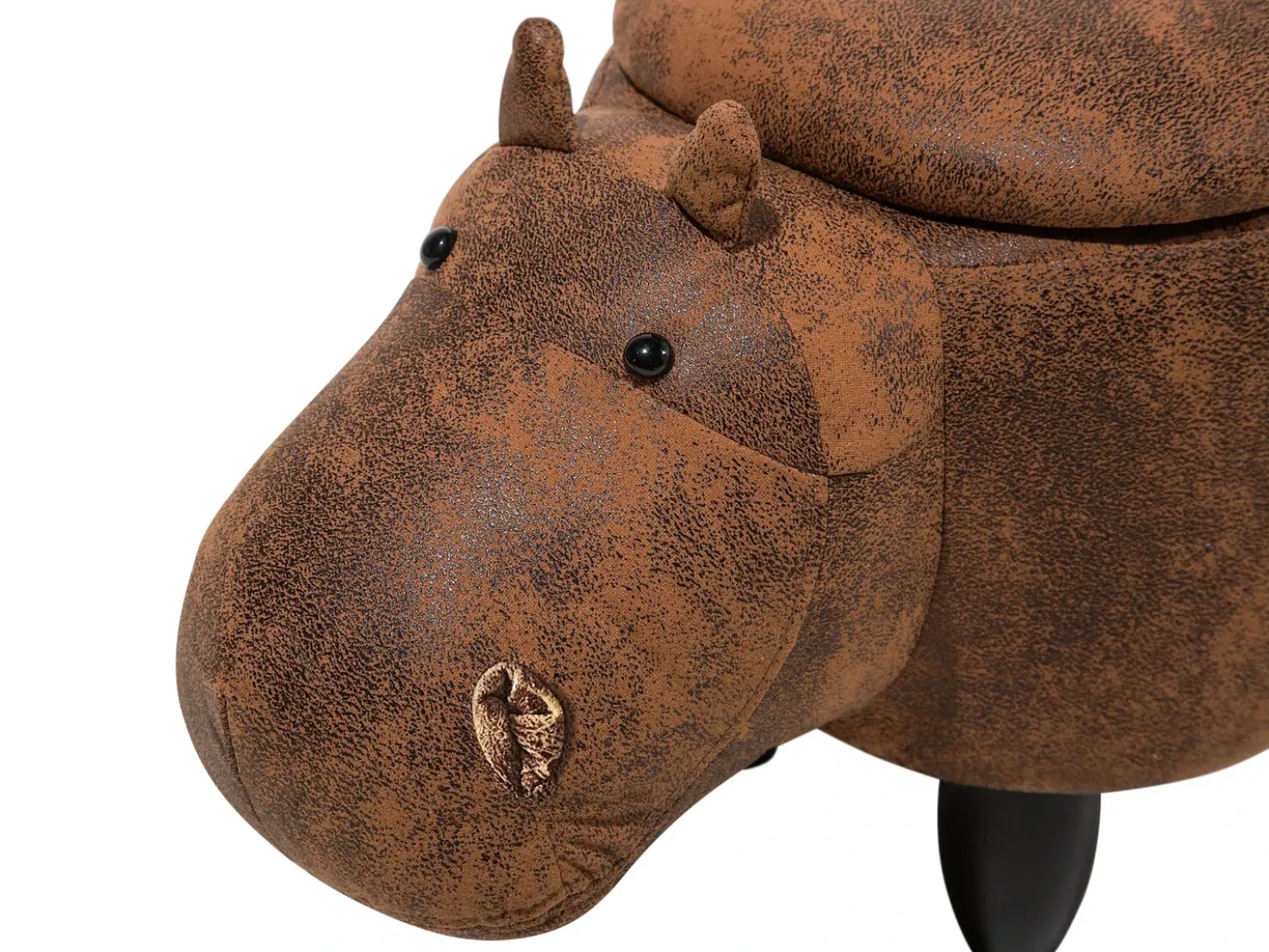 Pouf animaletto contenitore HIPPO Pelle sintetica Marrone Ippopotamo