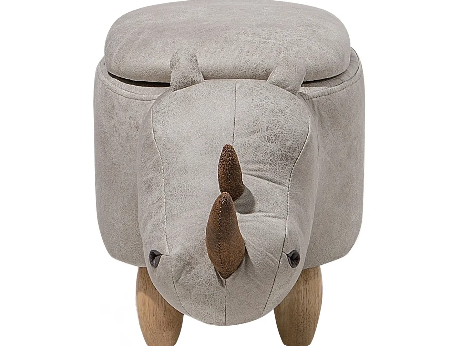Pouf animaletto contenitore RHINO Pelle sintetica Grigio chiaro Rinocerone