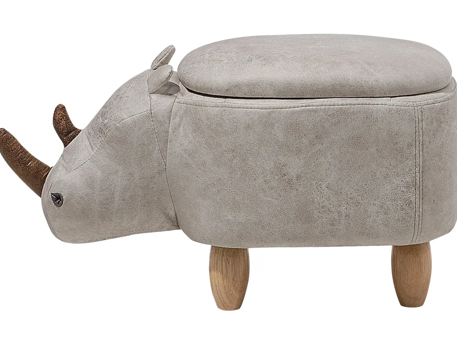 Pouf animaletto contenitore RHINO Pelle sintetica Grigio chiaro Rinocerone