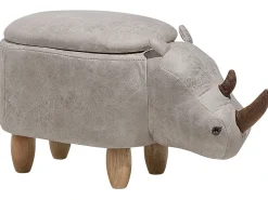 Pouf animaletto contenitore RHINO Pelle sintetica Grigio chiaro Rinocerone