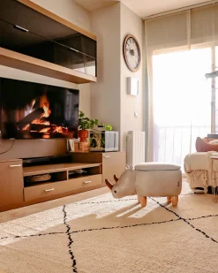Pouf animaletto contenitore RHINO Pelle sintetica Grigio chiaro Rinocerone
