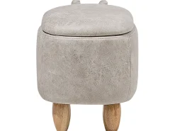 Pouf animaletto contenitore HIPPO Pelle sintetica Grigio chiaro Ippopotamo