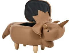 Pouf animaletto contenitore TRICERATOPS Tessuto Marrone Dinosauro