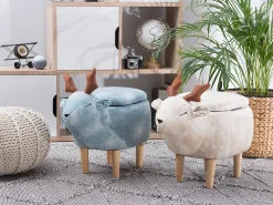 Pouf animaletto contenitore REINDEER Tessuto Beige Renna