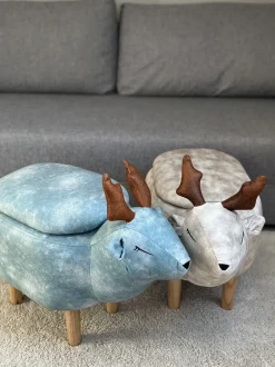 Pouf animaletto contenitore REINDEER Tessuto Beige Renna