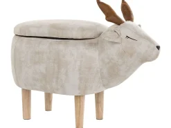 Pouf animaletto contenitore REINDEER Tessuto Beige Renna