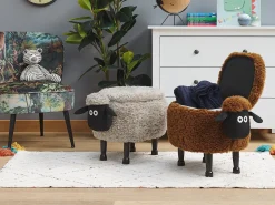 Pouf animaletto contenitore SHEEP Tessuto Grigio Pecora