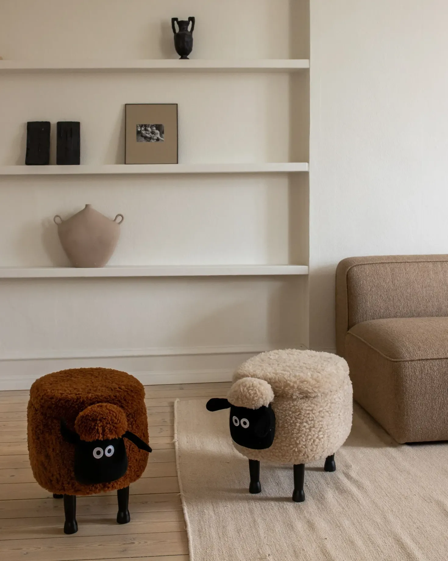 Pouf animaletto contenitore SHEEP Tessuto Marrone Pecora