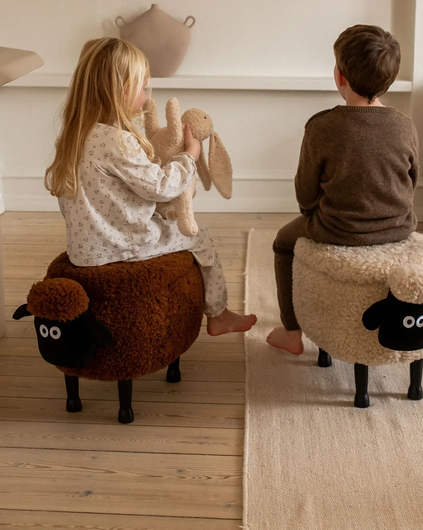 Pouf animaletto contenitore SHEEP Tessuto Marrone Pecora