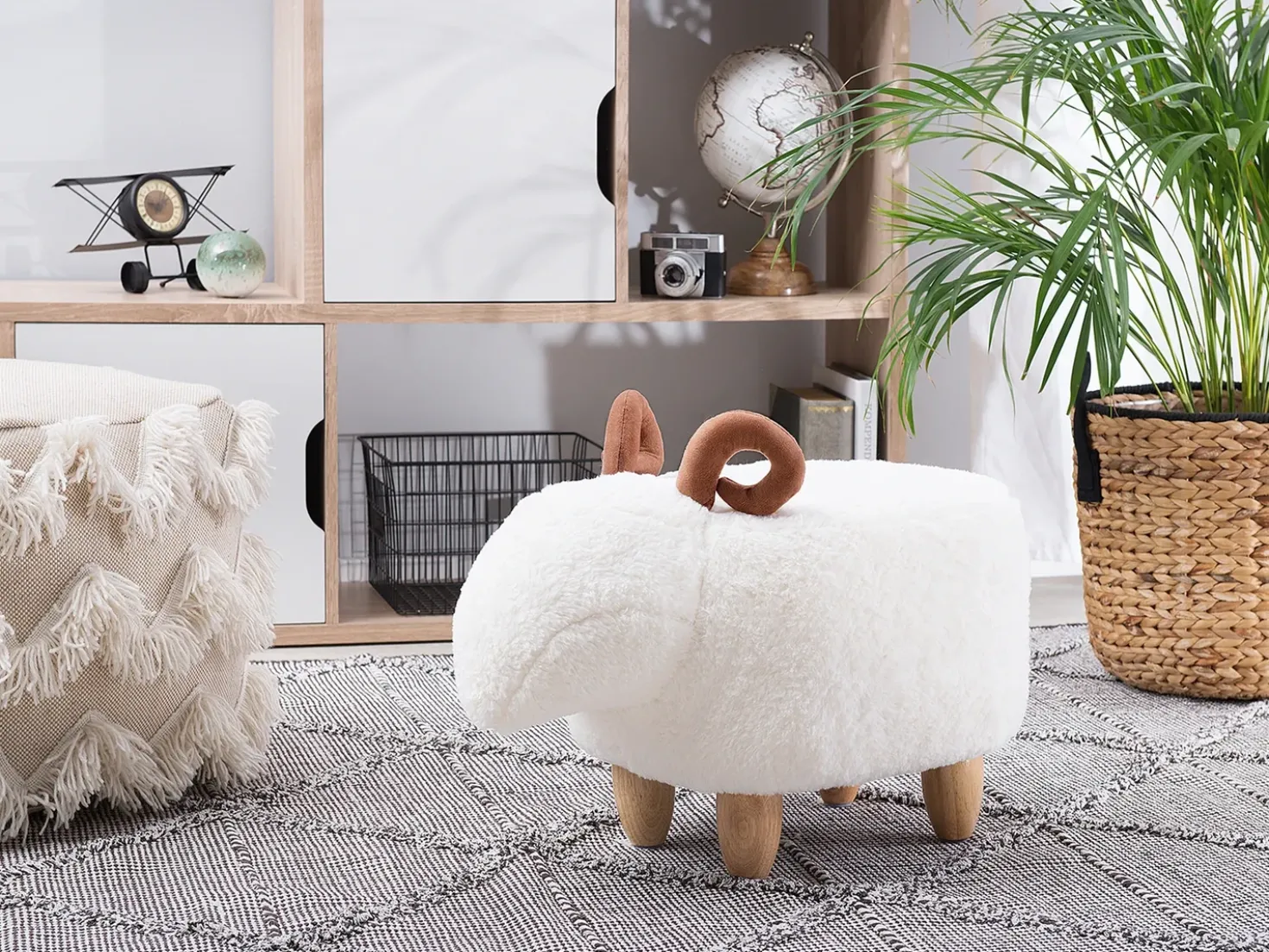 Pouf animaletto LAMB Tessuto Bianco Agnello